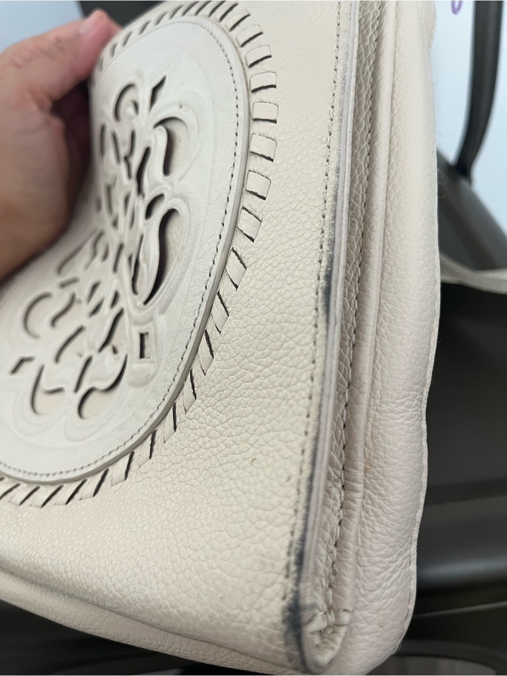 Brighton Cream Crossbody Bag with Decorative Medallion - Picture 6 of 6